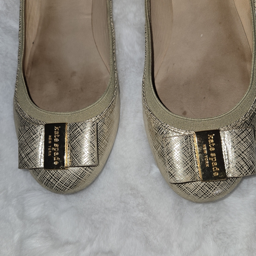 Kate Spade Women's Gold Ballet Flats Size 8 - Picture 6 of 11